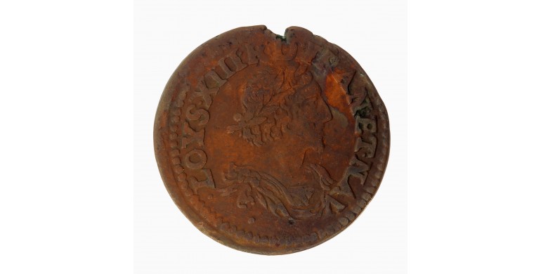 Monnaie, France, Double Tournois, Louis XIII, cuivre, 1640, Feurs, P15761