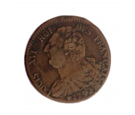 Monnaie, France, 2 sols François, Louis XVI, métal de cloche, 1792, Strasbourg (BB), P15778