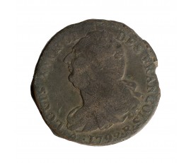 Monnaie, France, 2 Sols François, Louis XVI, métal de cloche, 1792, Orléans (R), P15782