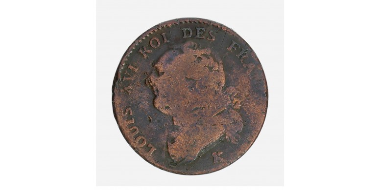 Monnaie, France, 12 deniers François, Louis XVI, cuivre, 1792, Bordeaux (K), P15794