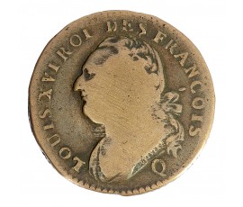 12 Deniers, Louis XVI, Métal de cloche, 1792, Perpignan (Q), P15811