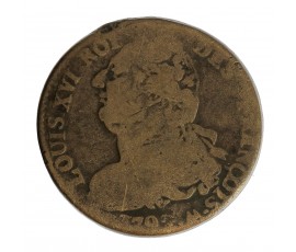 2 Sols François, Louis XVI, Métal de cloche, 1792, Metz (AA), P15822