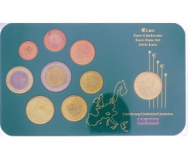 Italie, Série Euro avec pièce de 200 lires à l'effigie de Jean Paul II , 1998 à 2000, 9 pièces, C10874