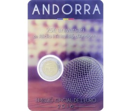 Andorre, 2 Euro BU 25ème anniversaire de la radio et de la télévision d'Andorre, 2014, C10895