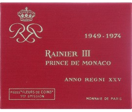 Monaco, Coffret FDC 1er émission Rainier III,1974, 8 pièces, C10909