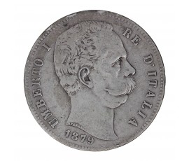 Italie, 5 Lire, Umberto Ier, Argent, 1879, Rome (R), P15563
