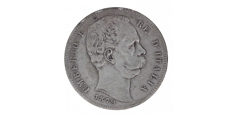 Monnaie, Italie, 5 Lire, Umberto Ier, Argent, 1879, Rome (R), P15563