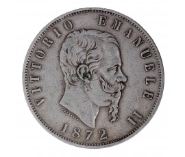 Monnaie, Italie, 5 Lire, Victor Emmanuel, Argent, 1872, Milan, P15580