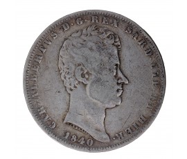 Monnaie, Italie - Sardaigne, 5 Lire, Charles Albert, Argent, 1840, Gênes (P), P15595