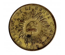 Monnaie, Colombie, 1 Decimo de Real, cuivre, 1847, P15623