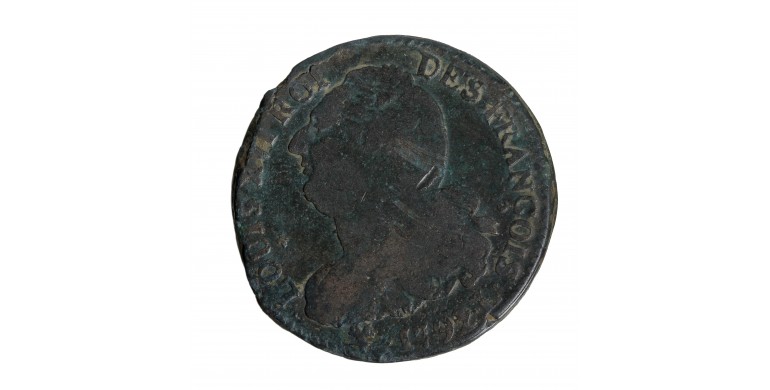 Monnaie, France, 2 sols François, Louis XVI, cuivre, 1792, Bayonne (L), P15630