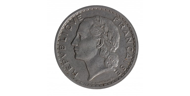 Monnaie, France, 5 Francs Lavrillier, IIIe république, nickel, 1938, Paris (A), P15646