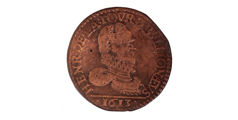 Monnaie, Principauté de Sedan, 1 Liard, Henri de la Tour d'Auvergne, cuivre, 1613, Sedan, P15673
