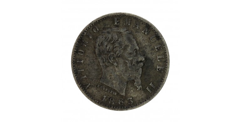 Monnaie, Italie, 20 centisimi, Vittorio Emmanuel II, Argent, 1863, Milan, P15686