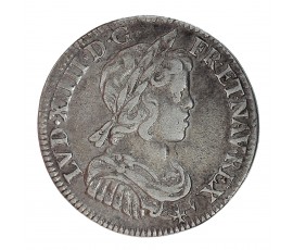 1/4 Ecu à la mèche courte,  Louis XIV, Argent, 1645, Paris (A), P15933