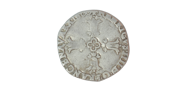 Monnaie, France, Henri IV, 1/4 écu à la croix feuillue de face, argent, 1600, Bayonne, P13864
