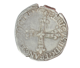 Monnaie, France, 1/4 écu à la croix de face, Henri III, Argent, 1586, Nantes, P13866