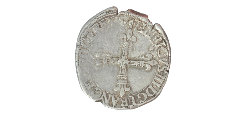 Monnaie, France, 1/4 écu à la croix de face, Henri III, Argent, 1586, Nantes, P13866