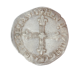 Monnaie, France, 1/4 écu à la croix de face, Henri IV, argent, 1588, Nantes, P13869