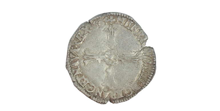 Monnaie, France, 1/4 écu à la croix feuillue de face, Henri IV, argent, 1604, Nantes, P13872