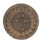 Monnaie, France, Décime au "N" couronné, Napoléon Ier, Bronze, 1814, Strasbourg (BB), P13905