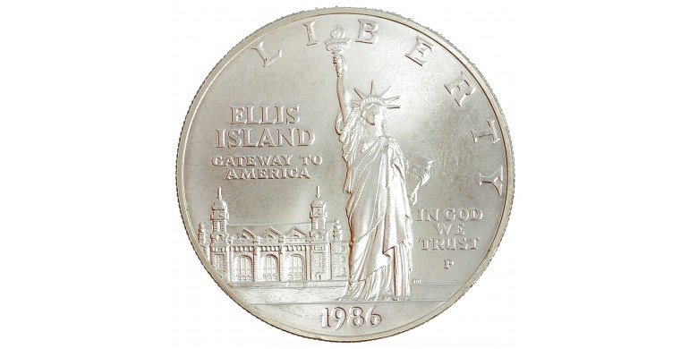 Monnaie, Etats-Unis, 1 Dollar Statue de la Liberté - Ellis Island, Argent, 1986, Philadelphie (P), P13904