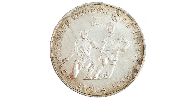 Monnaie, République de Cuba, 5 Pesos - Coupe du monde de football 1990 - Italie, Argent, 1988, La Havane, P13931