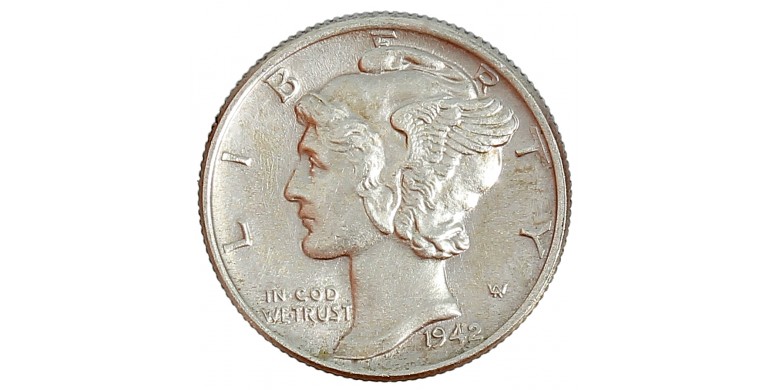 Monnaie, Etats-Unis, 1 Dime Mercure, Argent, 1942, Philadelphie, P13943
