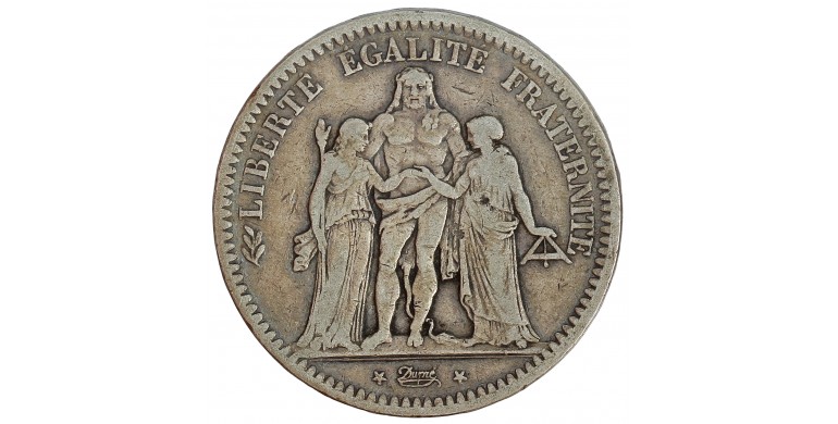 Monnaie, France, Ecu 5 francs Hercule, IIe République, Argent, 1849, Bordeaux (K), P13944