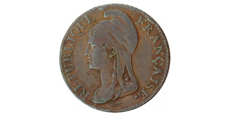 5 centimes Dupré petit module, Convention nationale, Cuivre, An 4, Paris (A), P10518