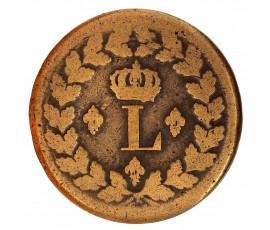 Monnaie, France, Décime au L couronné, Louis XVIII, 1814, cuivre ou bronze de canon, Strasbourg (BB), P15976