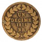 Monnaie, France, Décime au L couronné, Louis XVIII, 1815, cuivre ou bronze de canon, Strasbourg (BB), P15977