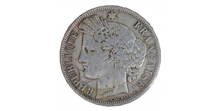 Monnaie, France, 5 Francs Cérès sans légende, IIe République, Argent, 1870, Bordeaux (K), P16003