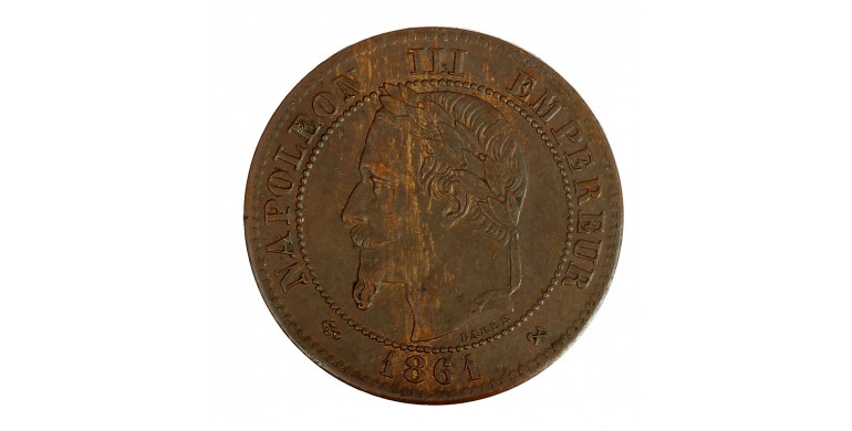 Monnaie, France, 2 centimes, Napoléon III, 1861, Bronze, Bordeaux (K), P16030