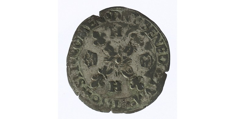 Monnaie, France , Douzain aux croissants, Henri II, Billon, 1550, Rennes (9), P12192