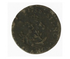 Monnaie, France , Double sol, Louis XV, Billon, 1758, Paris, P12216