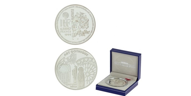 1 Euro BE - Art gothique, Monnaie de Paris, Argent, 1999, Pessac, P10681