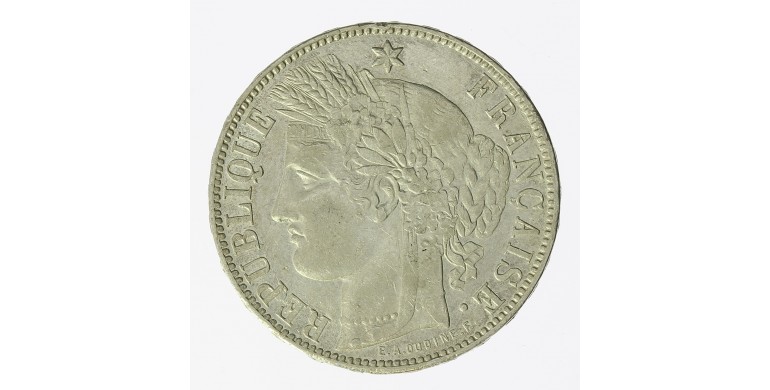 Monnaie, France, 5 francs Cérès, Gouvernement de défense nationale, Argent, 1870, Bordeaux (K), P12445