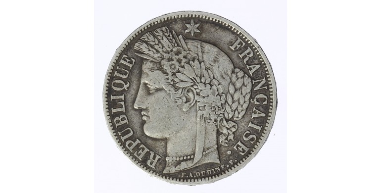 Monnaie, France, 5 francs Cérès, Gouvernement de défense nationale, Argent, 1870, Paris (A), P12450