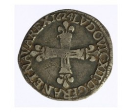 Monnaie, France, 1/4 écu à la croix fleurdelisée, Louis XIII, Argent, 1624, Rennes (9), P12741