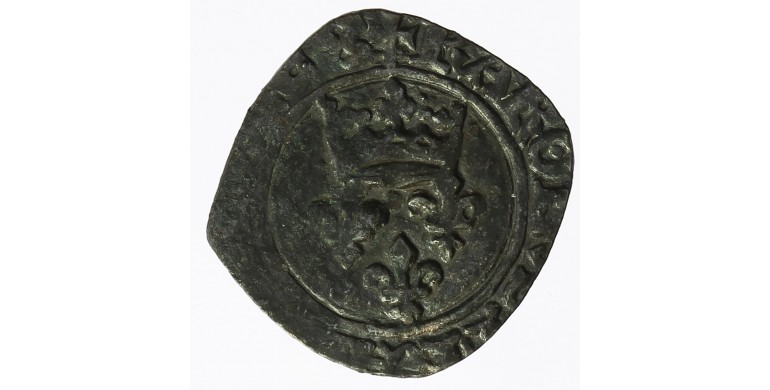 Monnaie, France, Gros dit florette 9ème émission, Charles VI, Billon, 1421, Tours, P12767