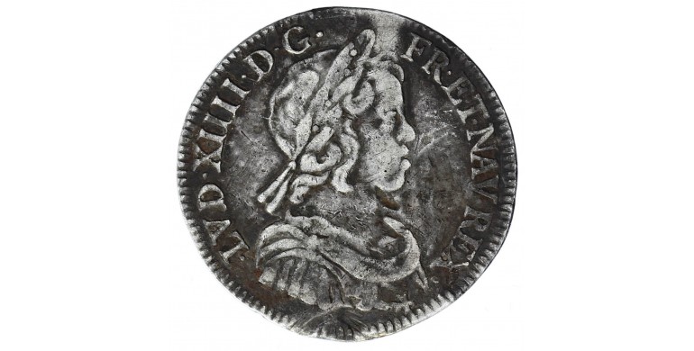 Monnaie, France, 1/4 écu à la mèche courte, Louis XIV, Argent, 1644, Paris (A), P12787