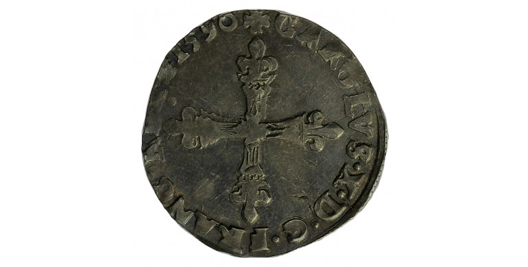 Monnaie, France, 1/4 écu, Charles X roi de la ligue, Argent, 1590, Paris (A), P12896