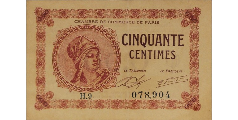 Billet, France , 50 Centimes Chambre de Commerce de Paris, 10/03/1920, B10021
