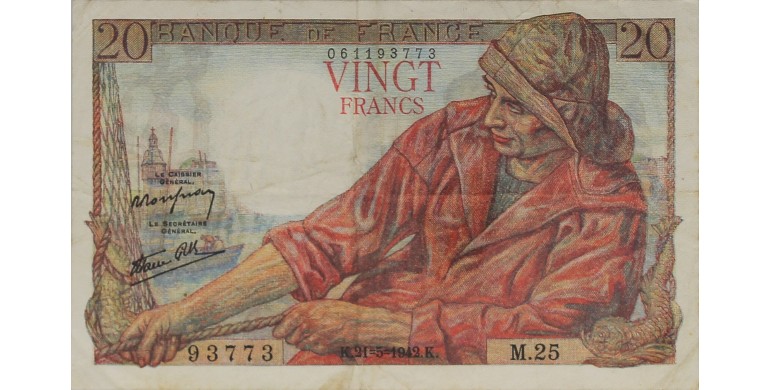 Billet, France , 20 Francs Pêcheur, 21/05/1942, B10140