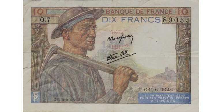 Billet, France , 10 Francs Mineur, 11/06/1942, B10164