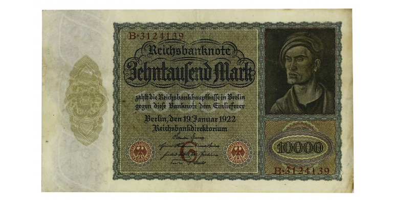 Billet, Allemagne, 10 000 Mark République de Weimar, 19/01/1922, B10236