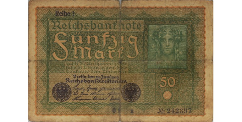 Billet, Allemagne, 50 Mark Reihe 1, 24/06/1919, B10241