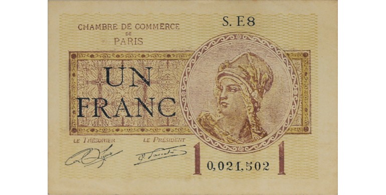 Billet, France , 1 Franc Chambre de Commerce de Paris, 10/03/1920, B10244