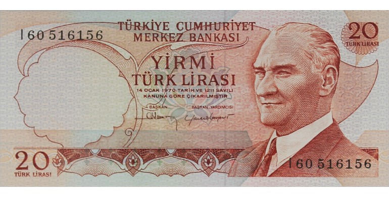 Billet, Turquie, 10 Lira Président Kemel Ataturk, 1974, B10267